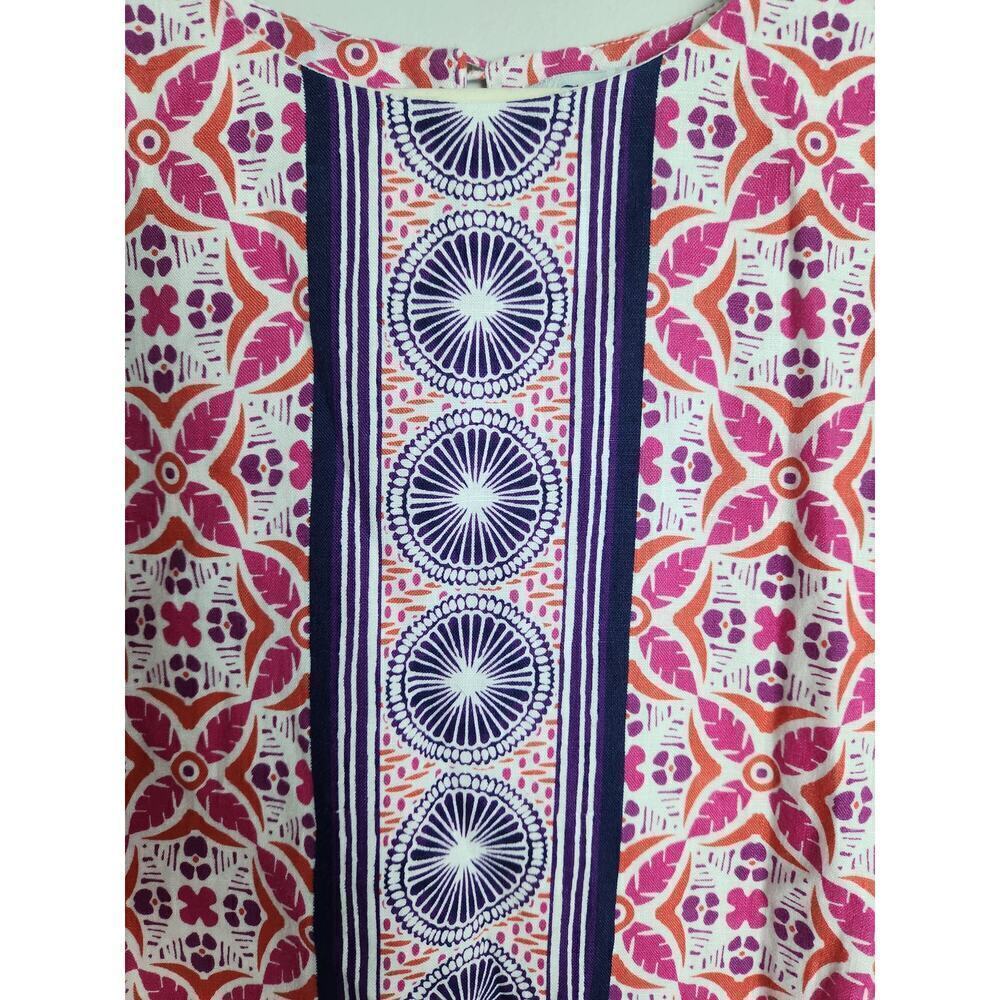 Tommy Bahama Tropical Terazza Linen Shift Dress Pink Mandala sz L beach boho - Picture 3 of 11